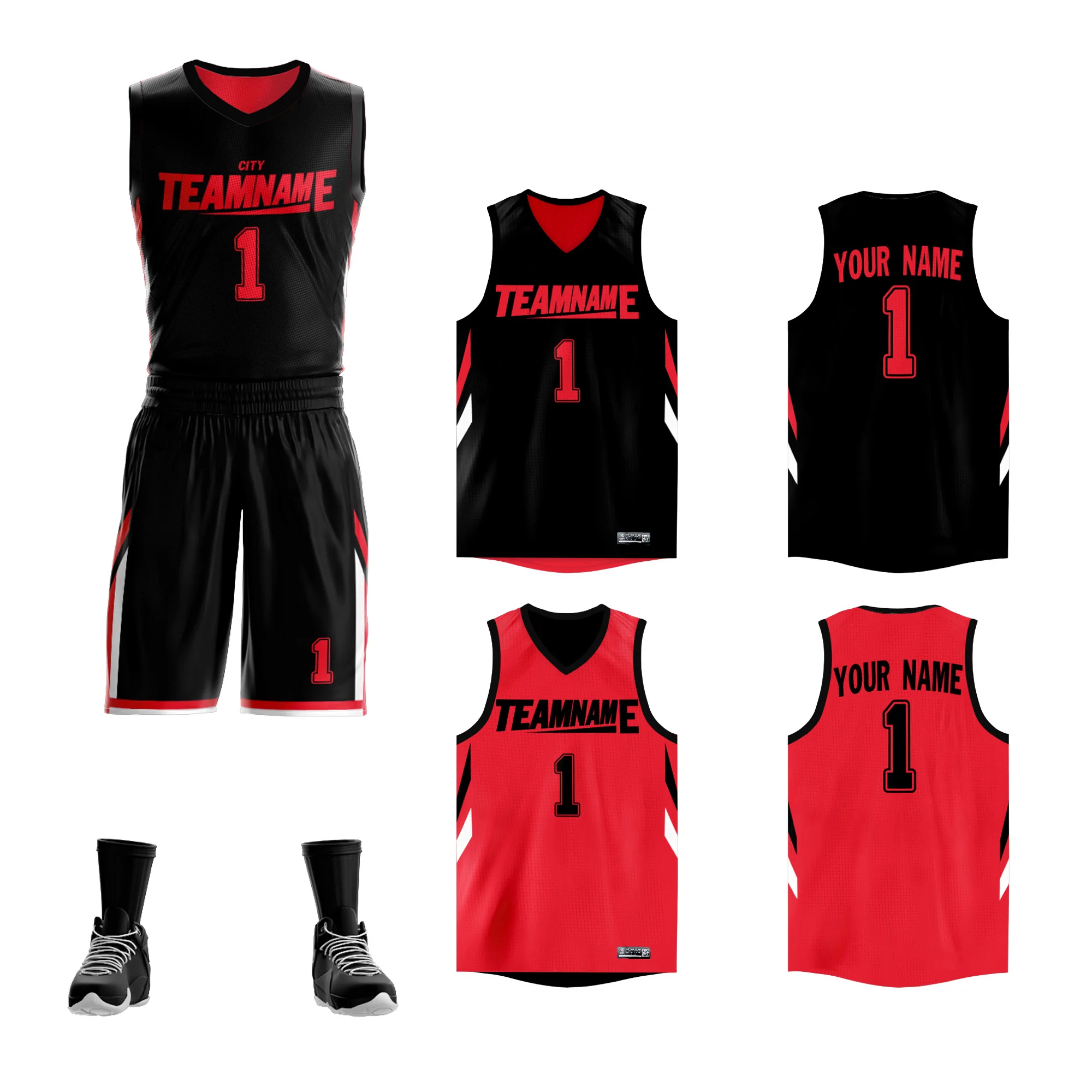 

Custom Basketball Fans Sports Set Sleeve Jerseys for Men Double Sided Printed Your Team Name and Number