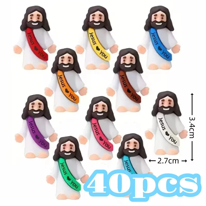 10/60 stks Mini Jezus Decoraties Cartoon Standbeeld Set voor Vakantie Party Scene Decor Feestelijke Kamer Beeldjes Kerst Pasen Geschenken