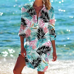 New Hawaii Leaves Butterfly stampa 3D camicette floreali da donna manica lunga camicie di media lunghezza bottoni camicia camicetta top da donna femminile