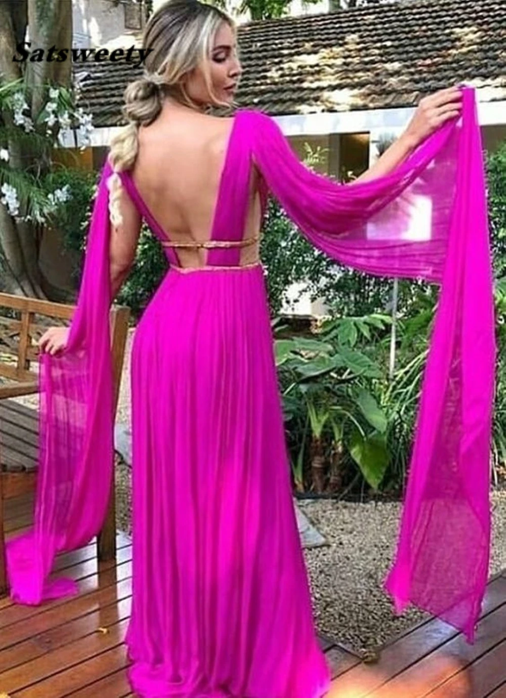 Grace V-neck Prom dresses Comfy Chiffon فساتين السهرة A-line Prom Dresses Open Back Maxi Evening Dresses Multiple color options