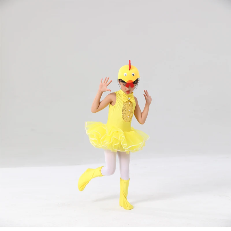 Traje de danza contemporánea para niños, pollo, pato, Animal, Ropa de baile de Jazz moderna para niñas, traje de actuación para niños