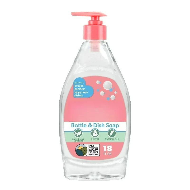 Plant-Based Liquid Dish Soap and Dishwashing Detergent for Baby Bottle, Fragrance Free Baby Essentials, 18 fl oz