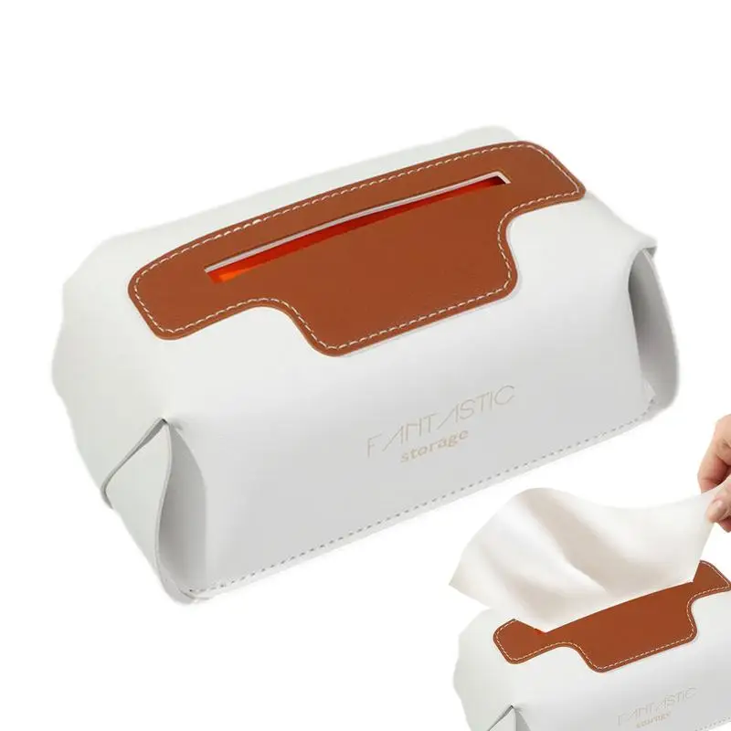 Car Napkin Dispenser PU Leather Car Napkin Holder Back Seat Decorative Waterproof Tissue Dispenser Box For Bedroom Bathroom