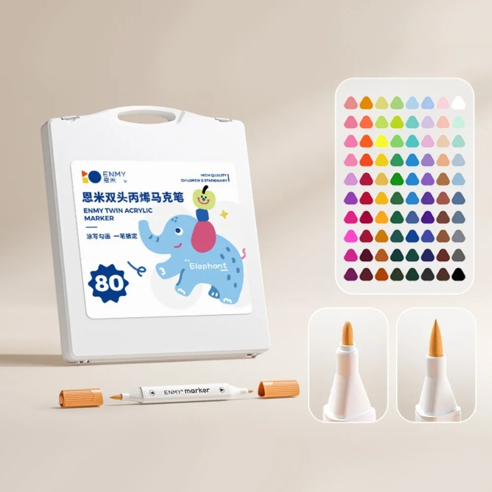 

Набор акриловых маркеров-линеров Fineliner с двойным наконечником (кисть и тонкий) для рисования, 24/36/48/60/80 цветов, с архивными чернилами