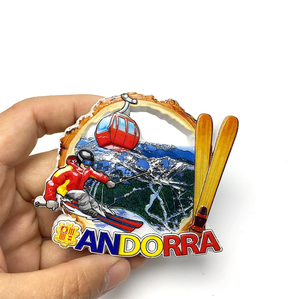 

‌ANDORRA Scenic Ski Gondola Resin Fridge Magnet Creative Travel Souvenir Magnetic Decorative Sticker‌