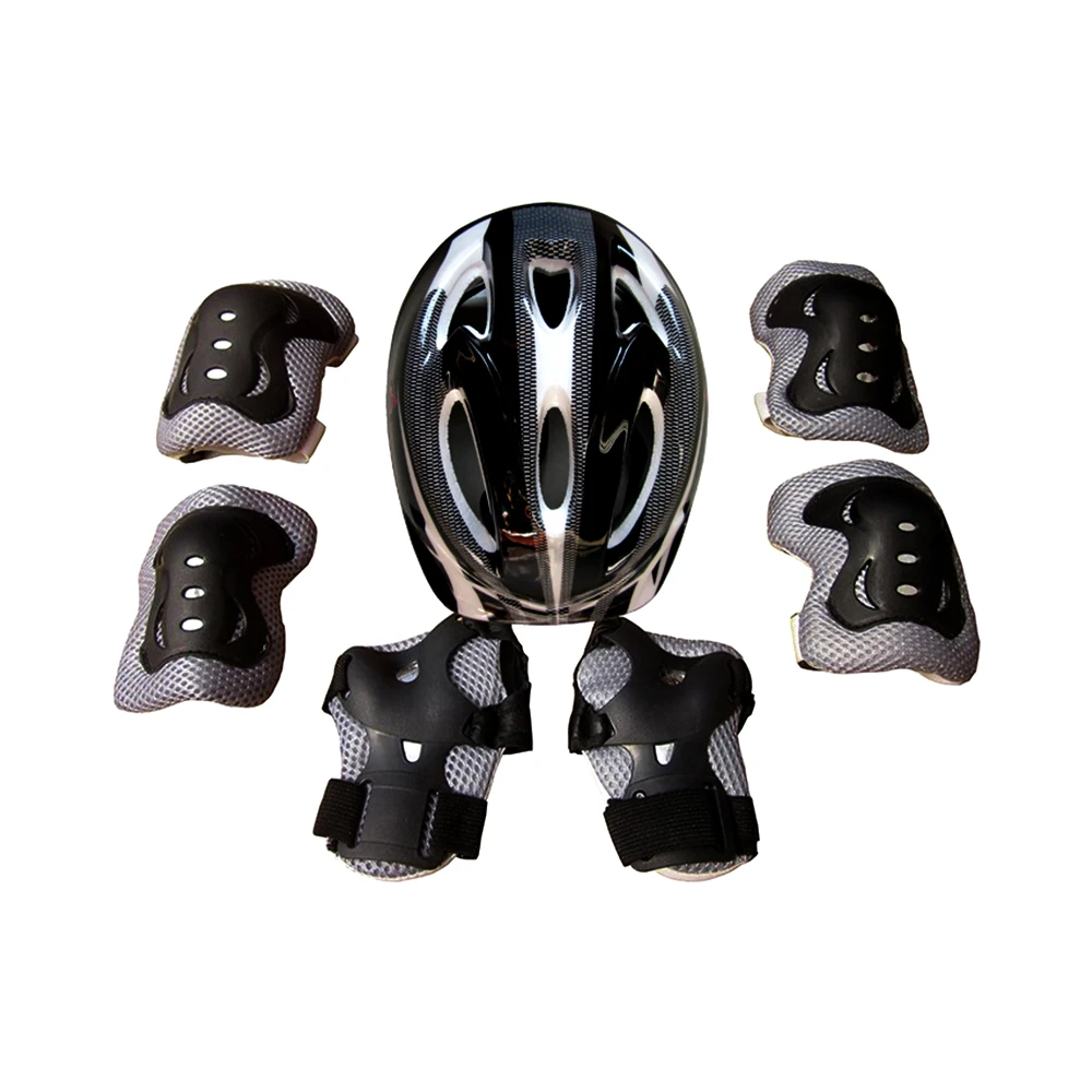 

Комплект защитной экипировки для детей: 7 предметов (шлем, наколенники, налокотники, защита запястий) для велосипеда, скейтборда, самоката