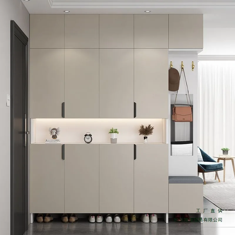 Solid wood shoe cabinet household large-capacity multi-layer locker integrated entrance corridor