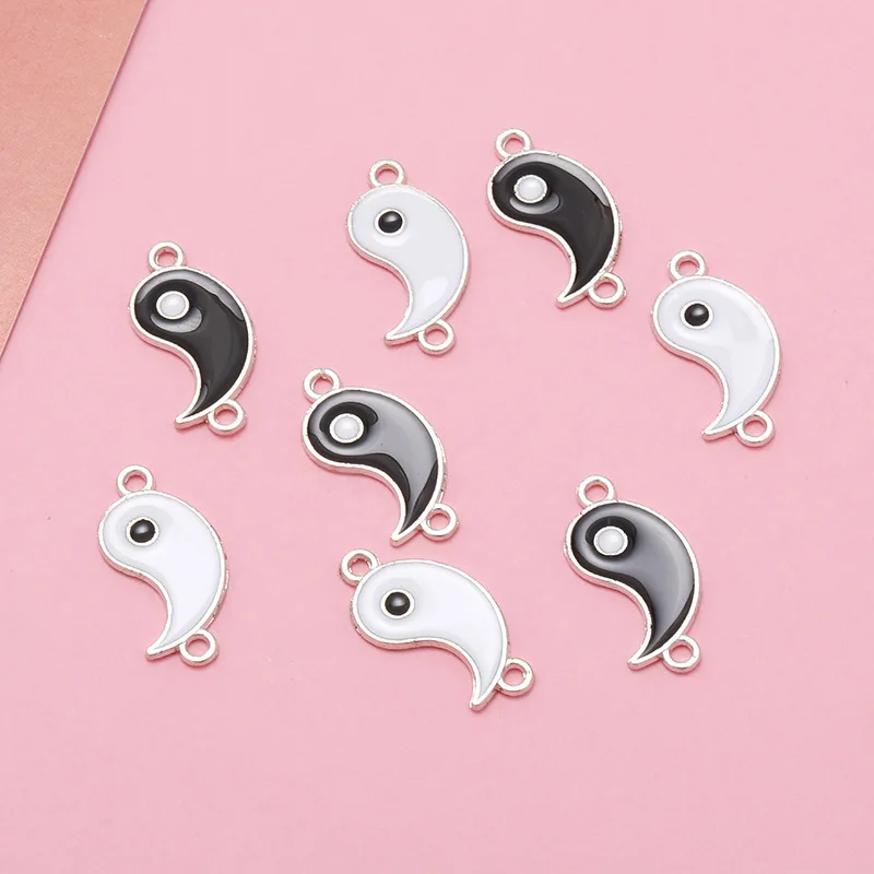 20pcs 2in1 Alloy Enamel Charms Taichi Yin Yang Pendant Charms Necklace bracelet Diy Accessories Jewelry Finding Spacer Beads