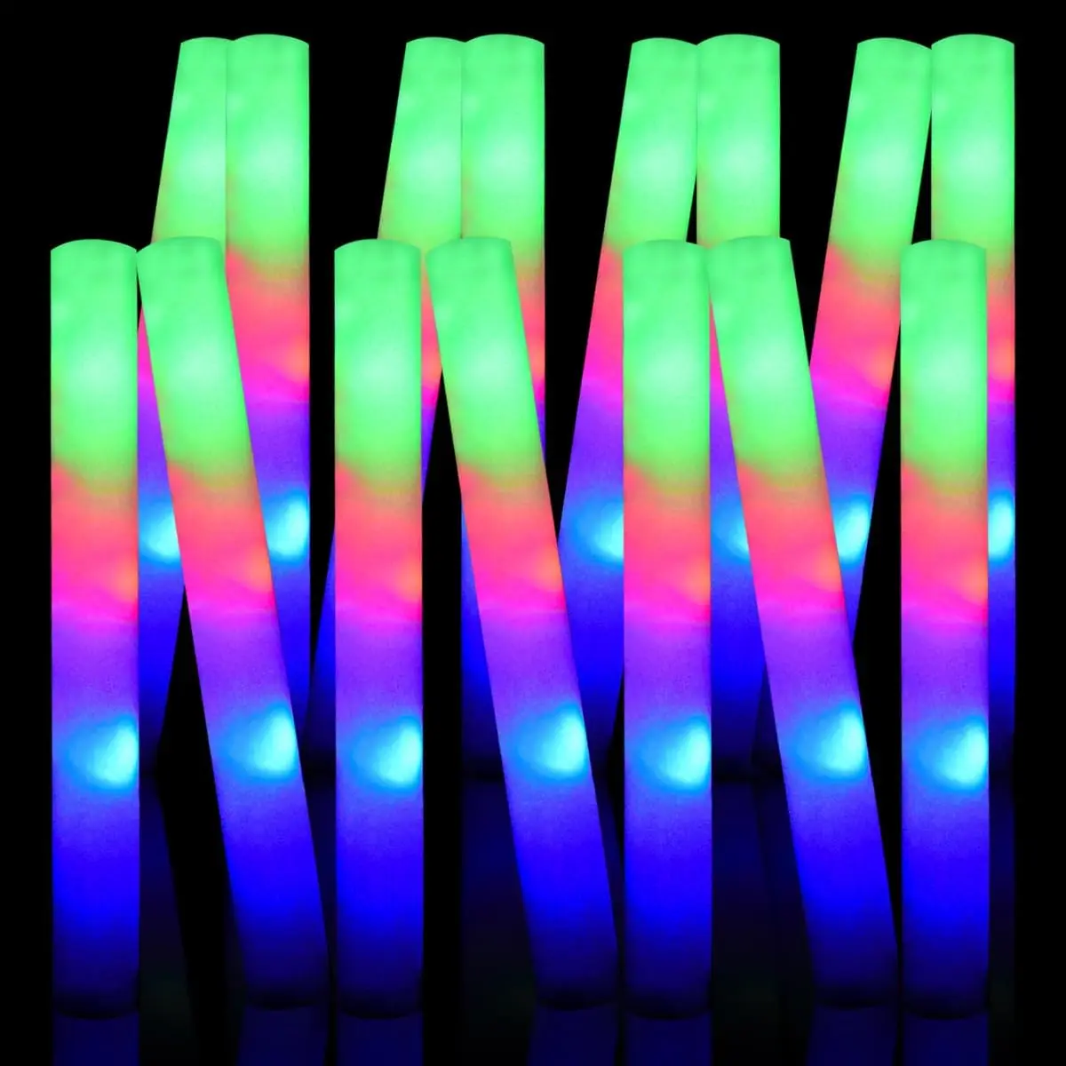 

50PCS LED Foam Glow Sticks, Glow In The Dark Party Supplies With 3 Modes Colorful Flashing, Neon Party Favors For Christmas