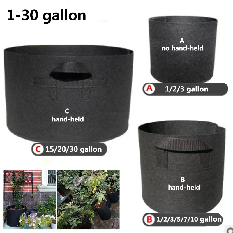 1-30 Gallon Plant Grow Bags Garden Tools Fabric Pot Jardim Home Gardening Flowers Plant Growing Grow