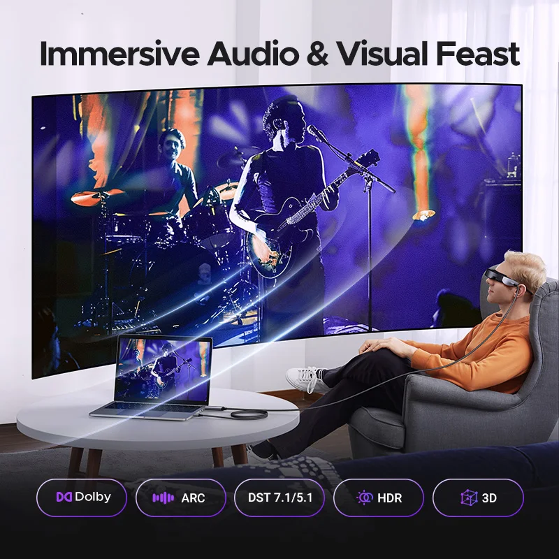 UGREEN HDMI zu USB C Kabel Adapter Audio Video Display 4K 60Hz HDR HDCP2.2 Dolby mit USB Netzteil für PS4/5 Switch Xbox PC