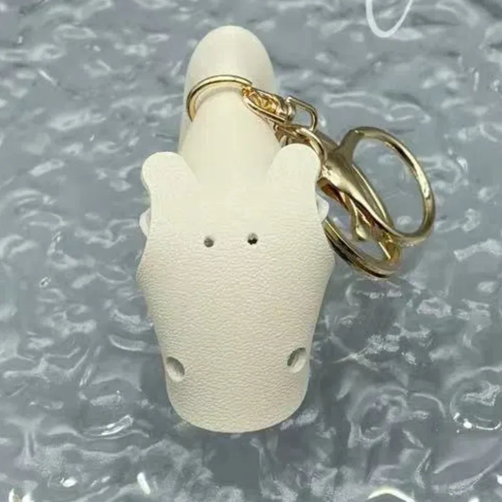 Keychain Mini Moo Deng Key Ring Bell Luminiferous Bouncing Pig Mu Dang Doll Waterproof Popular Finger Biting Prank Toy Friends