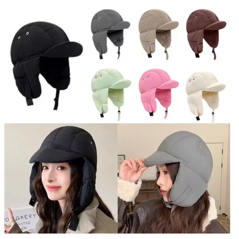 Korean Version Fashion Retro Ear Protection Flying Hats for Men and Women Winter Outdoor Riding and Skiing Warm Bomber Hat