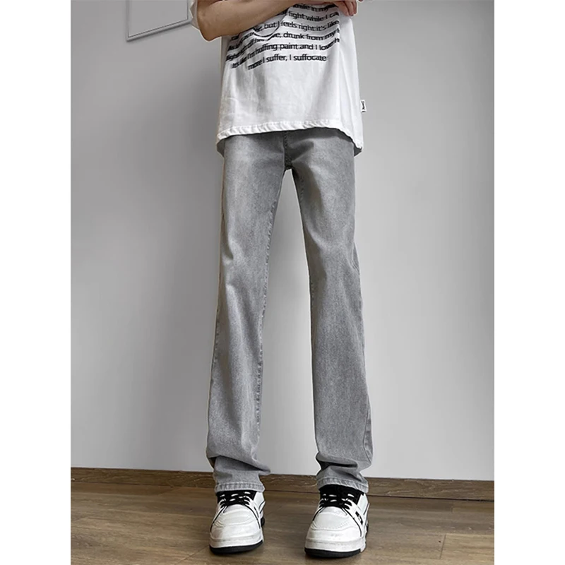 

Cleanfit Slimming Micro Flare Straight Leg Jeans Men's Summer Cement Color A ey High Street Knife Trousers