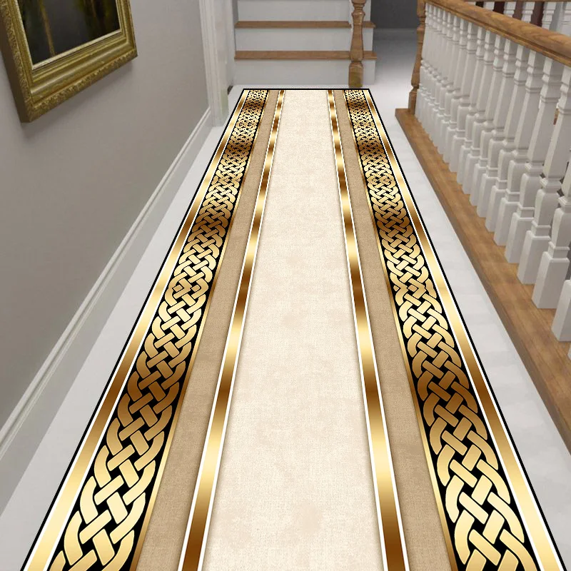 Luxury Gold Hall Corridor Carpet Non-slip Washable Runner Stairway Rug Outdoors Aisle The Long Corridor Mat Customizable 카펫