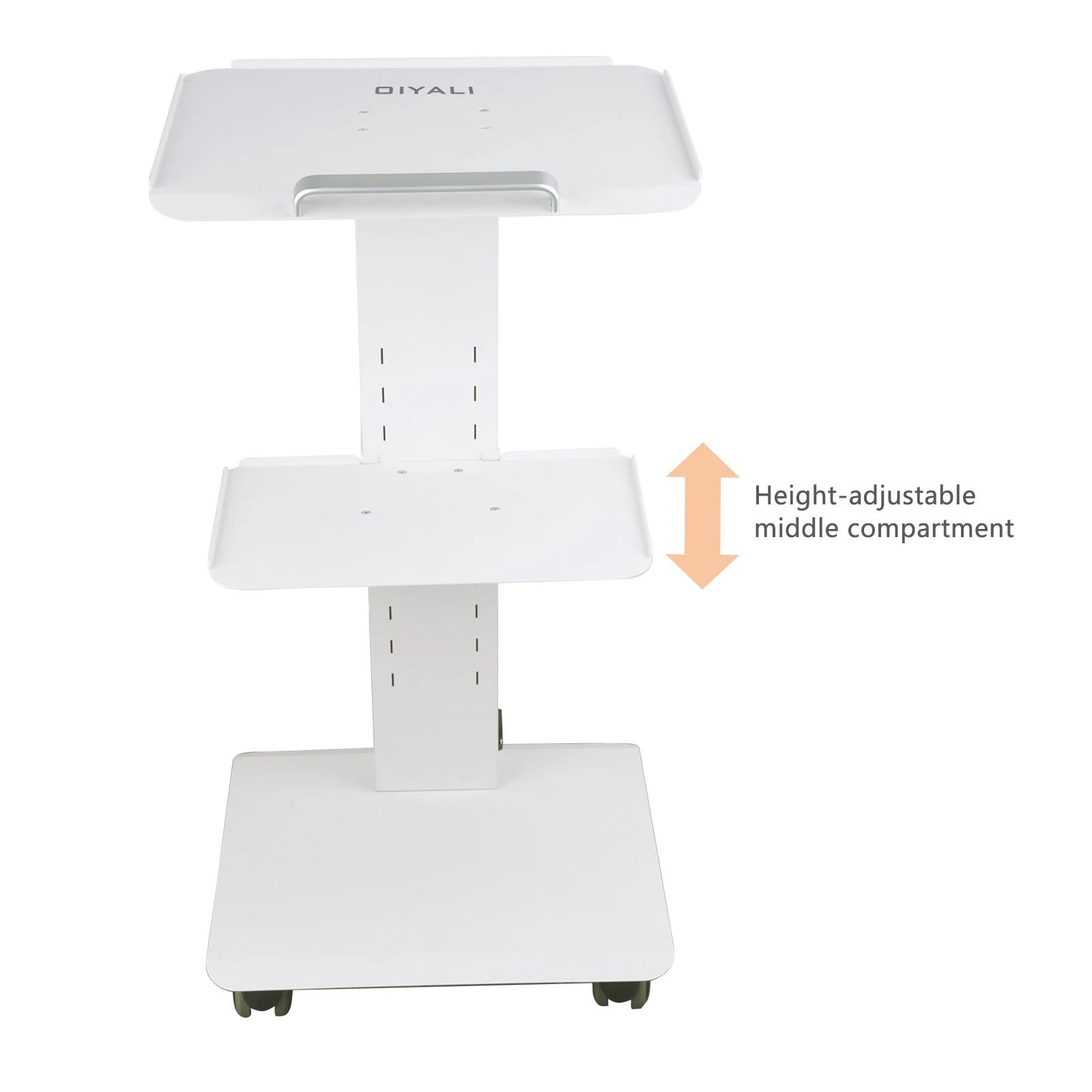 OIYALI Esthetician Cart with Sockets, Beauty Salon Cart with Wheels, Three-Tier Metal Mobile Table, 100-Pound Capacity, Suitable