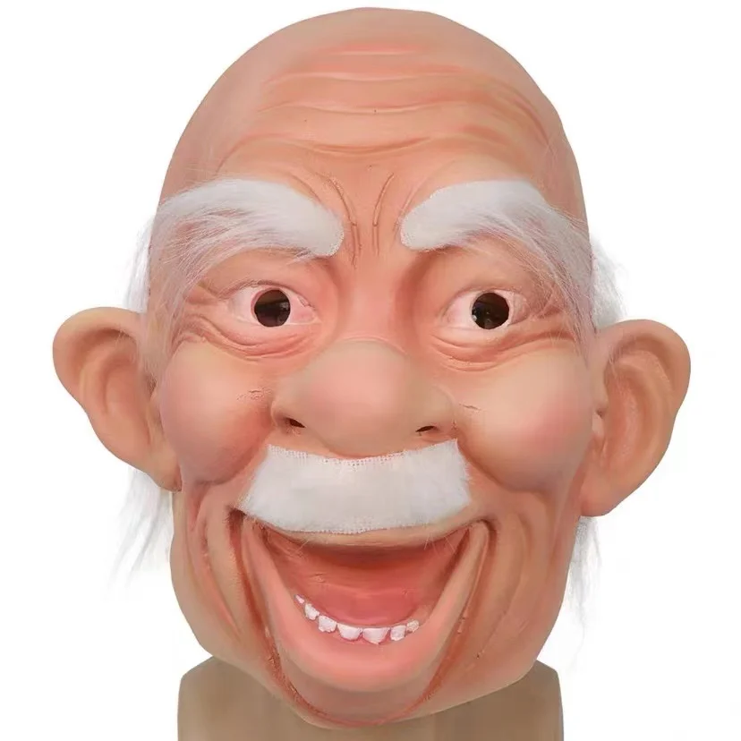 

Halloween new old man mask head set masquerade party old man grandpa face wig prop latex mask