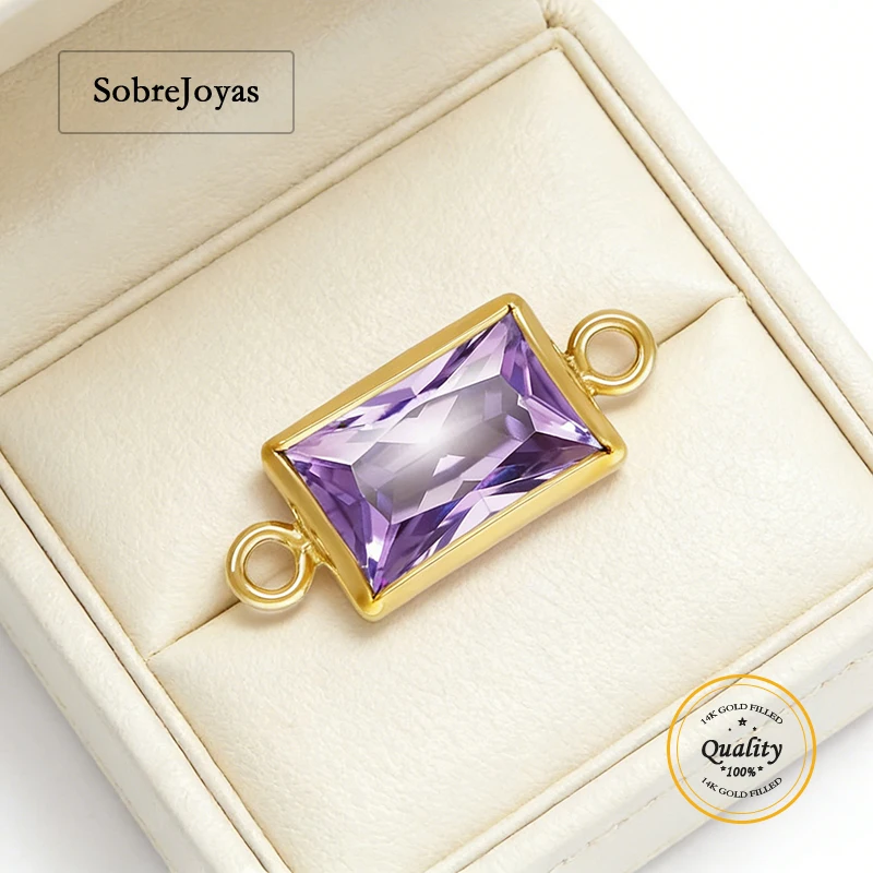 

4x6mm Cz Stone Bezel Drop Birthstone Charms For Nekclace Bracelet Components Connector 14K Gold Filled WholesaleJewelry Findings