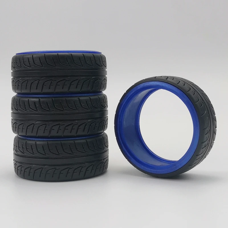 4pcs 1/10 Scale RC Car Drift On Road Touring Hard Plastic Tires Tyres with Soft Insert Model Hobby