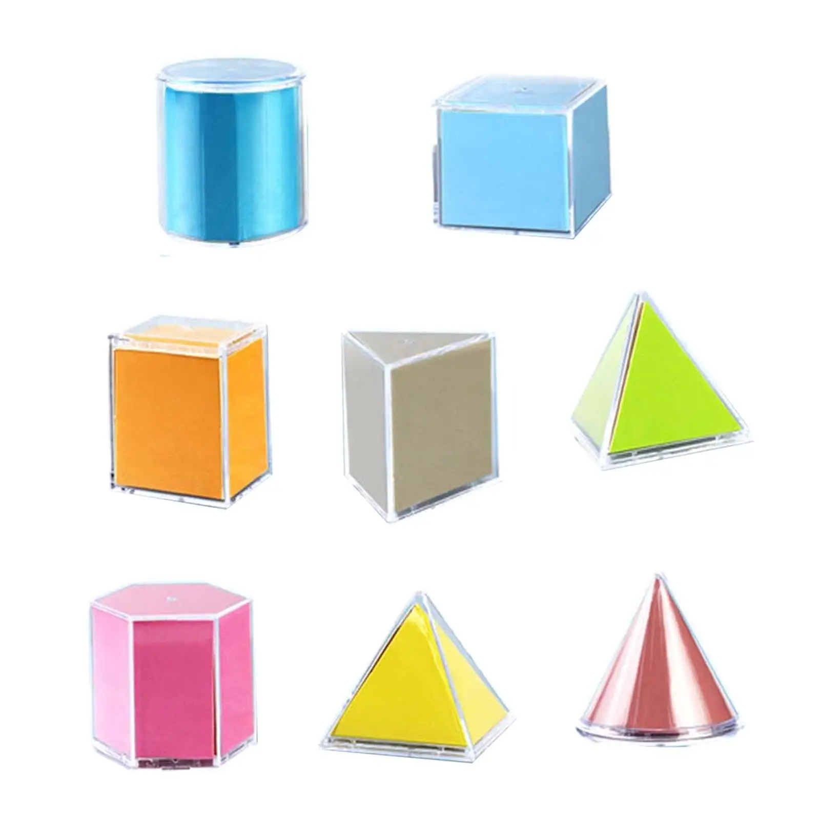 8 Stuks Transparante Geometrische Vormen 3d En 2d Concepten Montessori Speelgoed Voor Wiskunde Helper Kleuters Homeschool Leeftijden 3 +