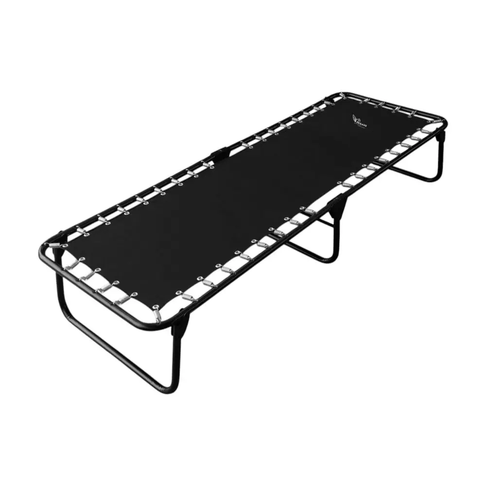 Catre Camastro de Lona Reforzada, Resistente y Duradero, Ideal para Playa, Camping, 182x65x34 cm Mod KSL Negro