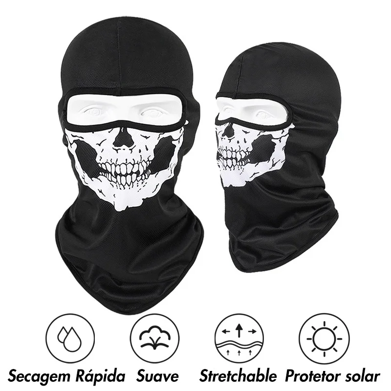 Musion-pasamontañas con estampado de fantasmas negros, máscara de cara completa con calavera impresa para fiesta de Cosplay, motocicleta, bicicleta,