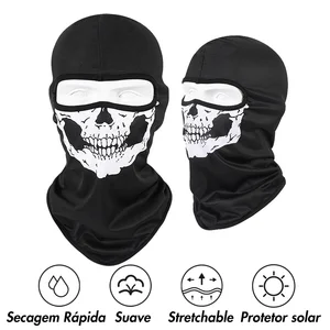 Black Ghost Print Fall Face Mask, In Skull Balaclava, Cosplay Party, Motorcycle, Xe đạp, Đi xe đạp, Đi bộ, ngoài trời, Musion 6 Bán hàng chính Balaclava đầy màu sắc - №6