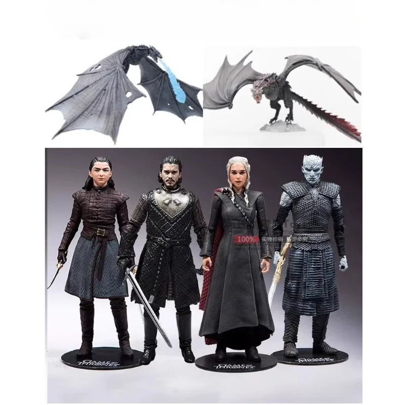 In Stockjon Snow Night King Daenerys Targaryen Frost Wyrm Viserion Black Lce Dragon Rhasgal Action Figure Toy Collectible Gift