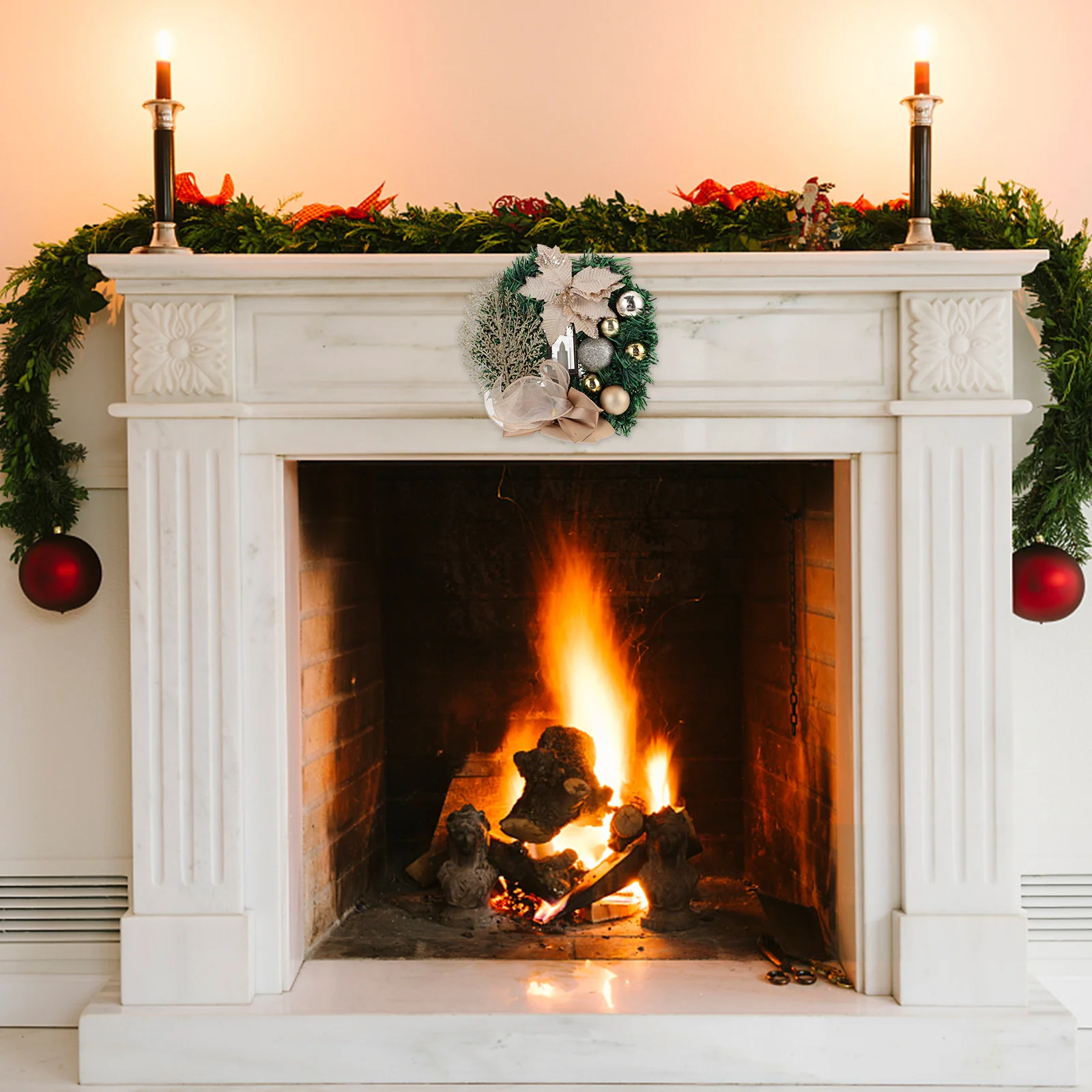 

1Pcs Christmas Theme Wreath Artificial Simulation Rattan Garland Party Decoration Long-Lasting Home Christmas Ornament