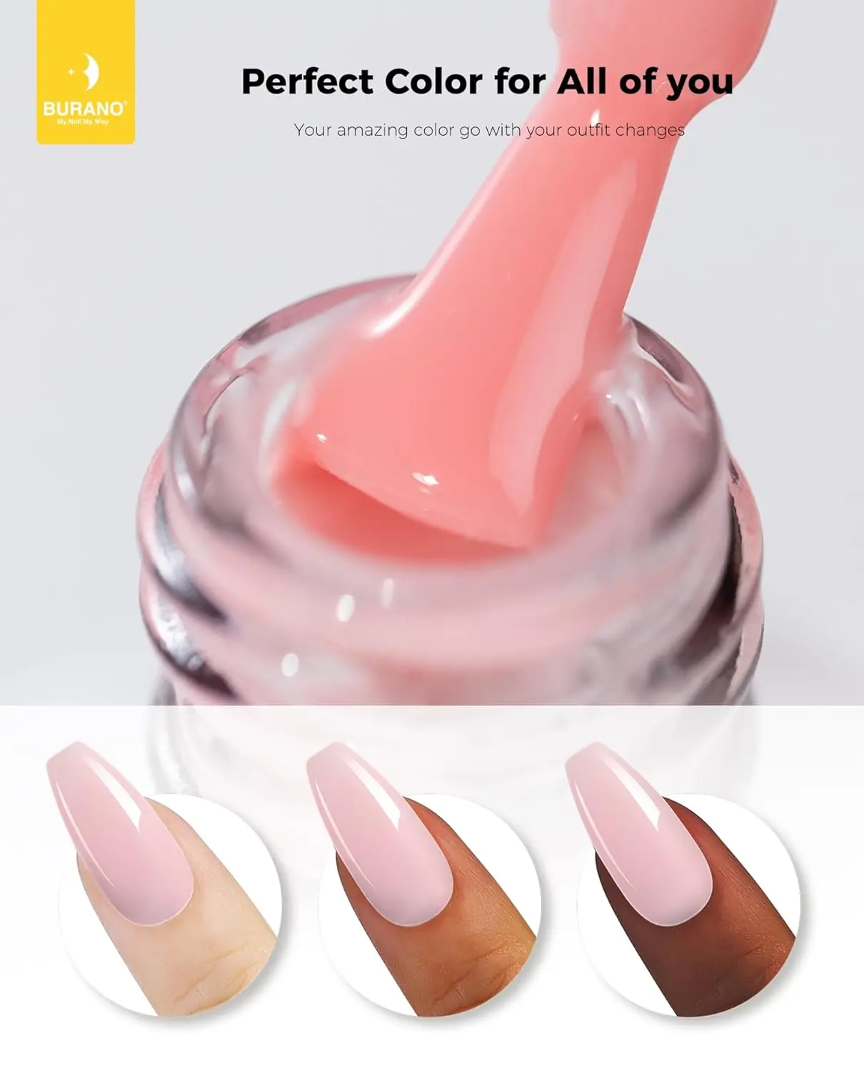 طلاء أظافر جل - ألوان جل نيون، مصباح أظافر LED بالأشعة فوق البنفسجية - 15 مل، 0.5 أونصة - وردي عاري (HK08)