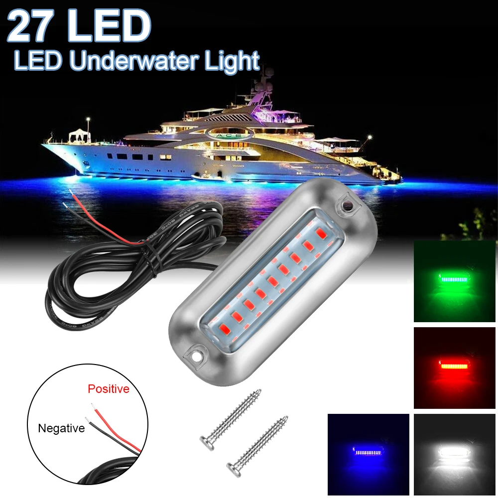 10-30V Navigation Light Underwater Pontoon Marine Ship 27LED Boat Transom Lights Boat Sailing Signal Light Yacht Underwater Lamp