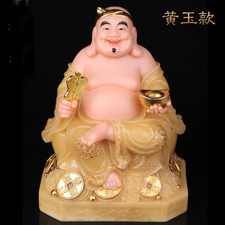 High-grade jade gilding God of wealth buddha statue Asia Vietnam Temple Worship HOME shop company bring money good luck