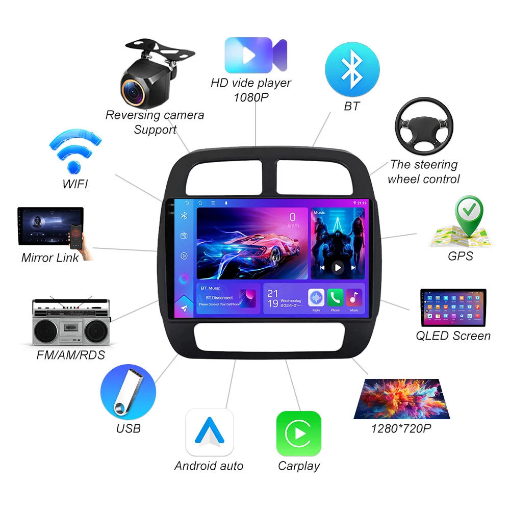 أندرويد 15 Carplay السيارات واي فاي + 5G لرينو كويد K-ZE داسيا ربيع 2015-2019 راديو السيارة الوسائط المتعددة مشغل فيديو نظام تحديد المواقع 2din ستيريو