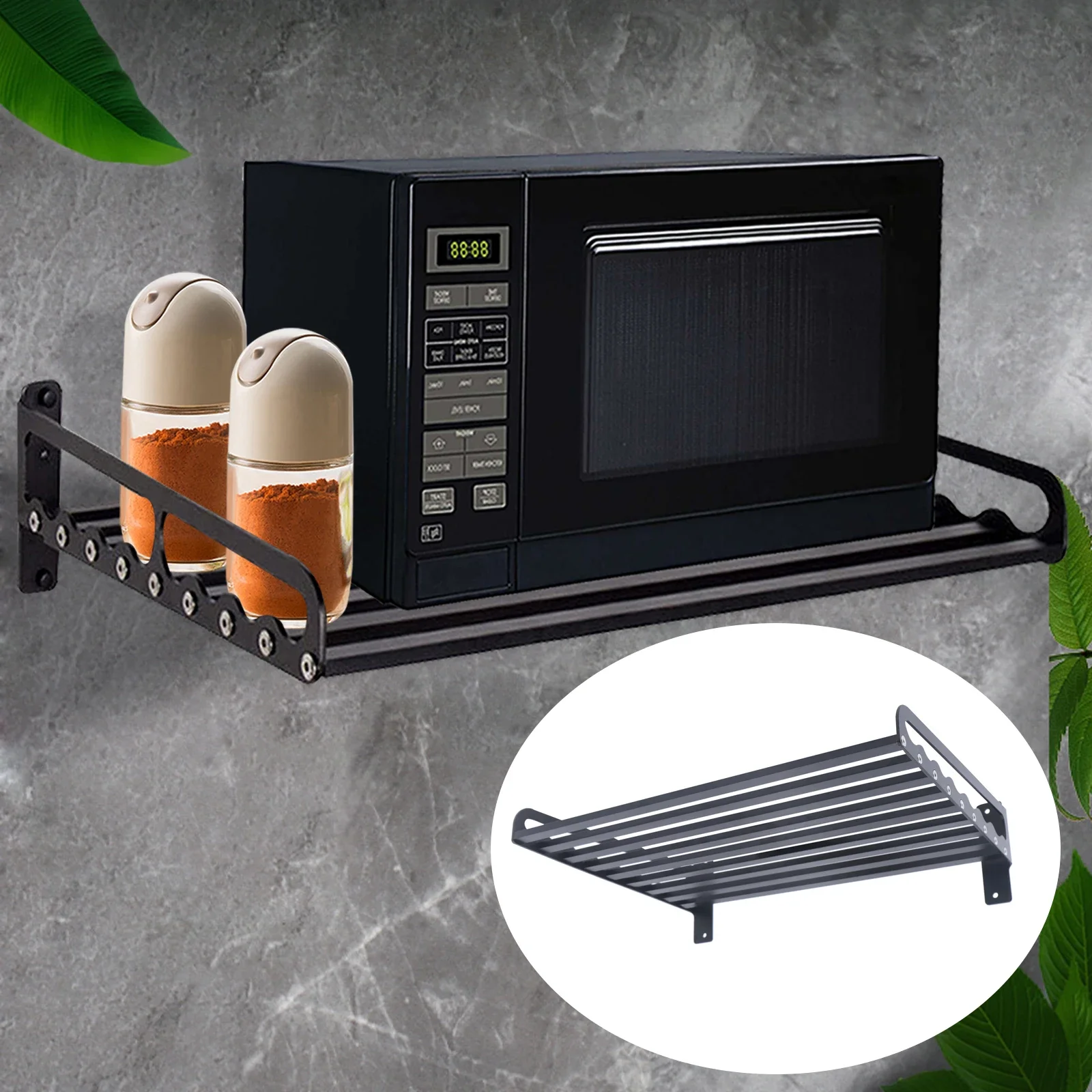 Prateleira de metal para micro-ondas montada na parede, prateleira de parede para uso comercial ou doméstico, suporte para micro-ondas