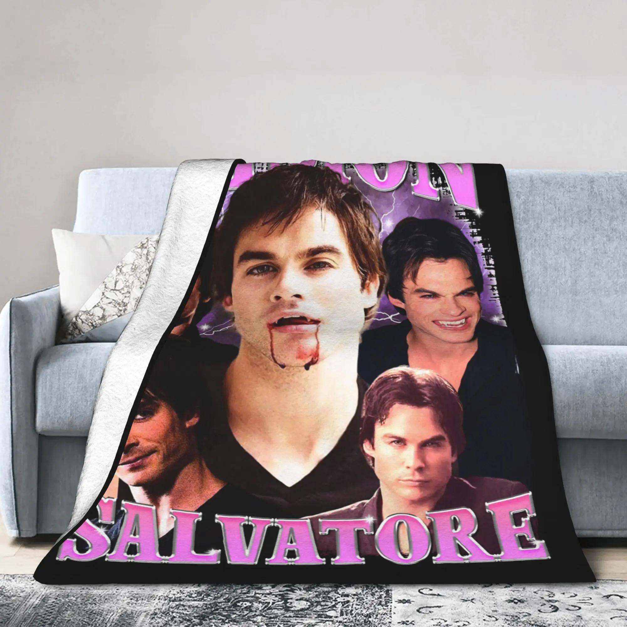 Damon Salvatore Ian Somerhalder Blankets Coral Fleece Plush  Winter   Ultra-Soft Throw Blanket for Sofa Office Rug Piece