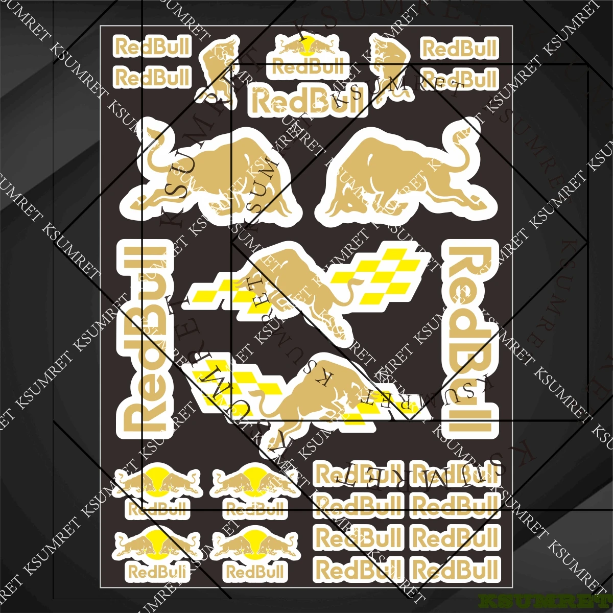 Vinyl For Red Bull Sticker Motorcycle Tank Decal Set Black Red Blue Gold