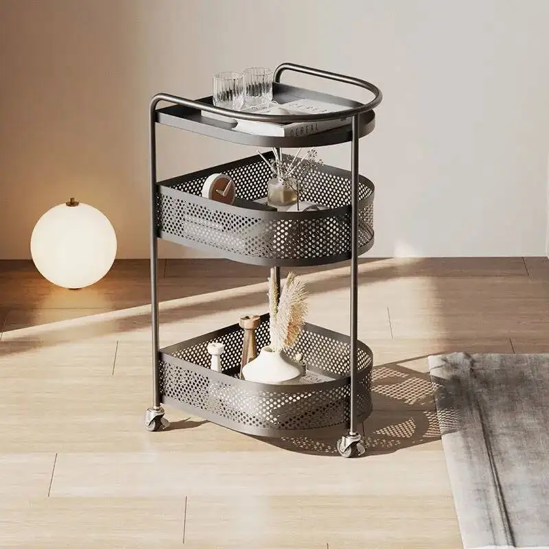 

Wheels Trolley Organizer with Cabinet Livingroom Cart Movable Storage 3 Rack Storage Drawers Bathroom Mobile Snack Kitchen