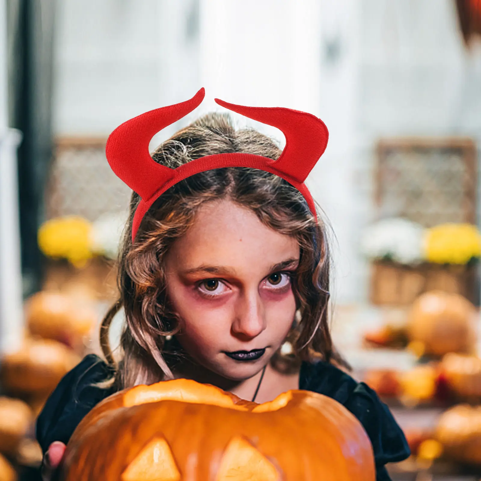 

1Set Devil Horn Headband Kit for Women Cosplay Party Halloween Festival Decorative Hair Accessory Fashion Eye Catching