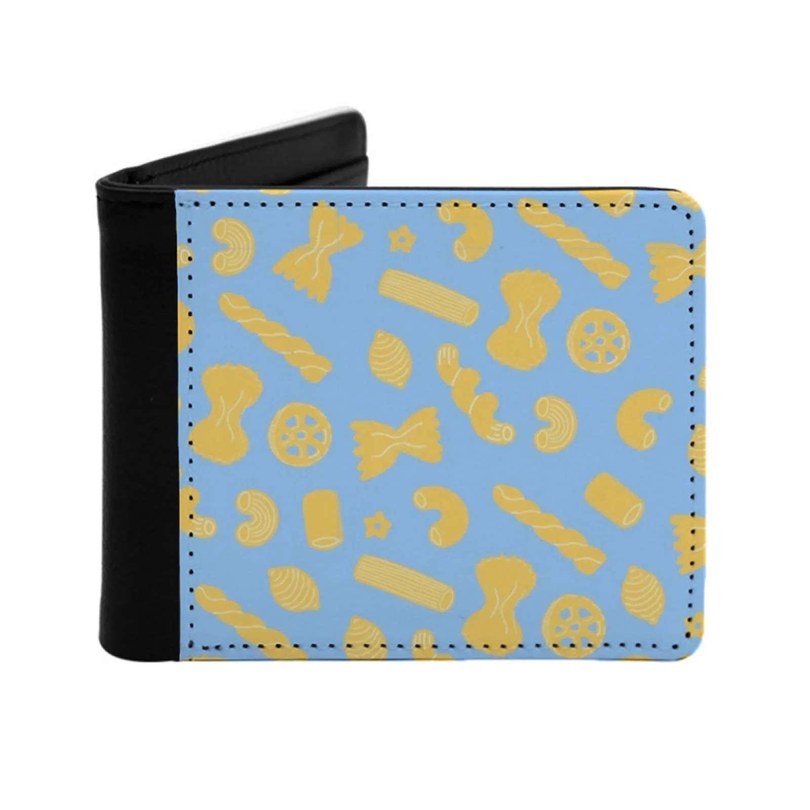 Use Your Noodle Blue The Peach Fuzz Short Men's Wallet Multifunction Purse Male Pu Leather Wallet Pasta Noodles Doodle Pattern