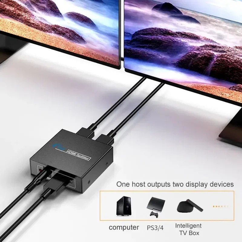 جهاز تقسيم HDMI 4K 1 في 4 خارج موزع فيديو HDMI فاصل 1x2 1x4 فاصل 1 في 2 خارج 1080P شاشة مزدوجة للتلفزيون عالي الوضوح