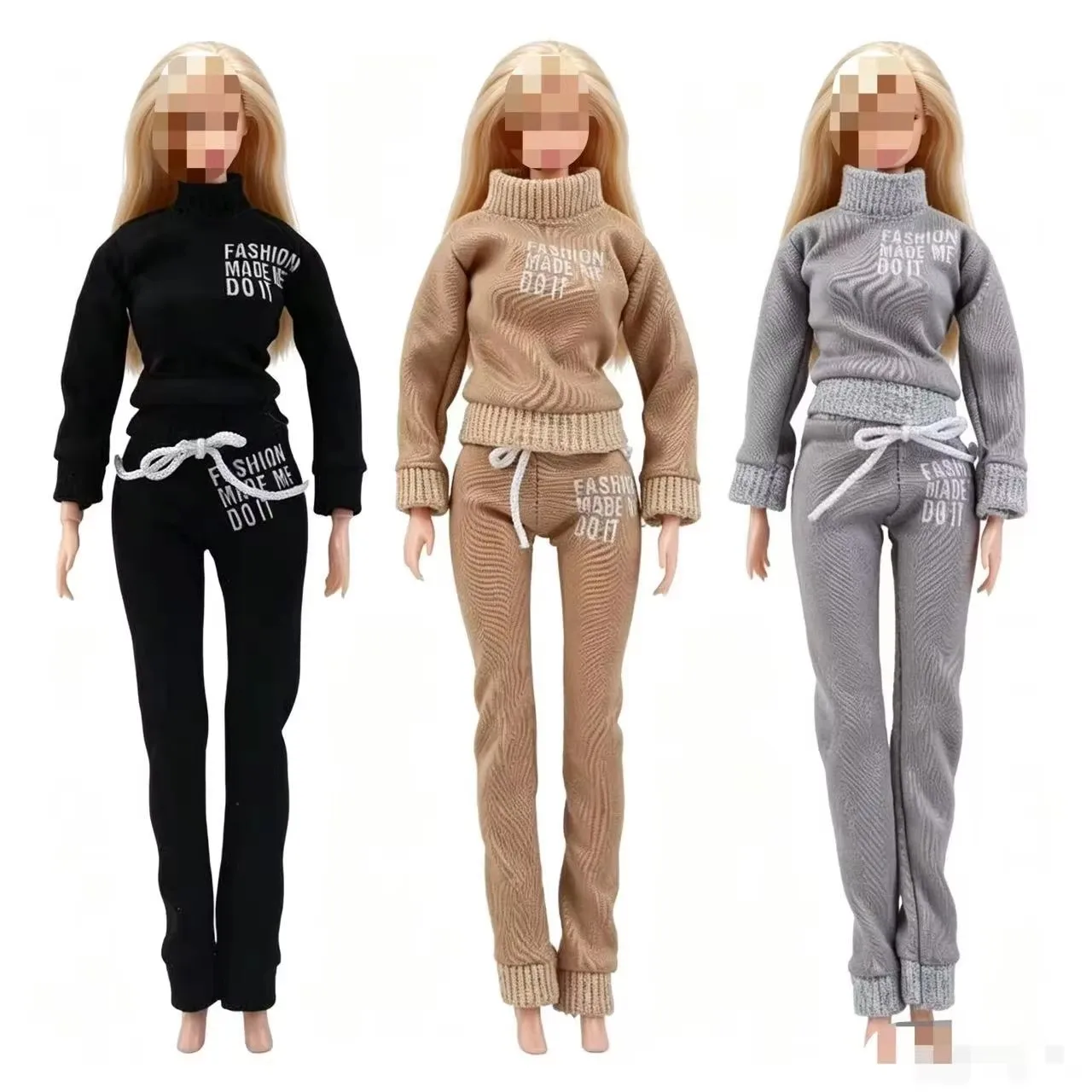 3 Sets Outfits for 30cmDolls ,Turtleneck Sweatshirt & Drawstring Pants, Casual Sporty Clothes for 11.5inch Doll Kids Toys