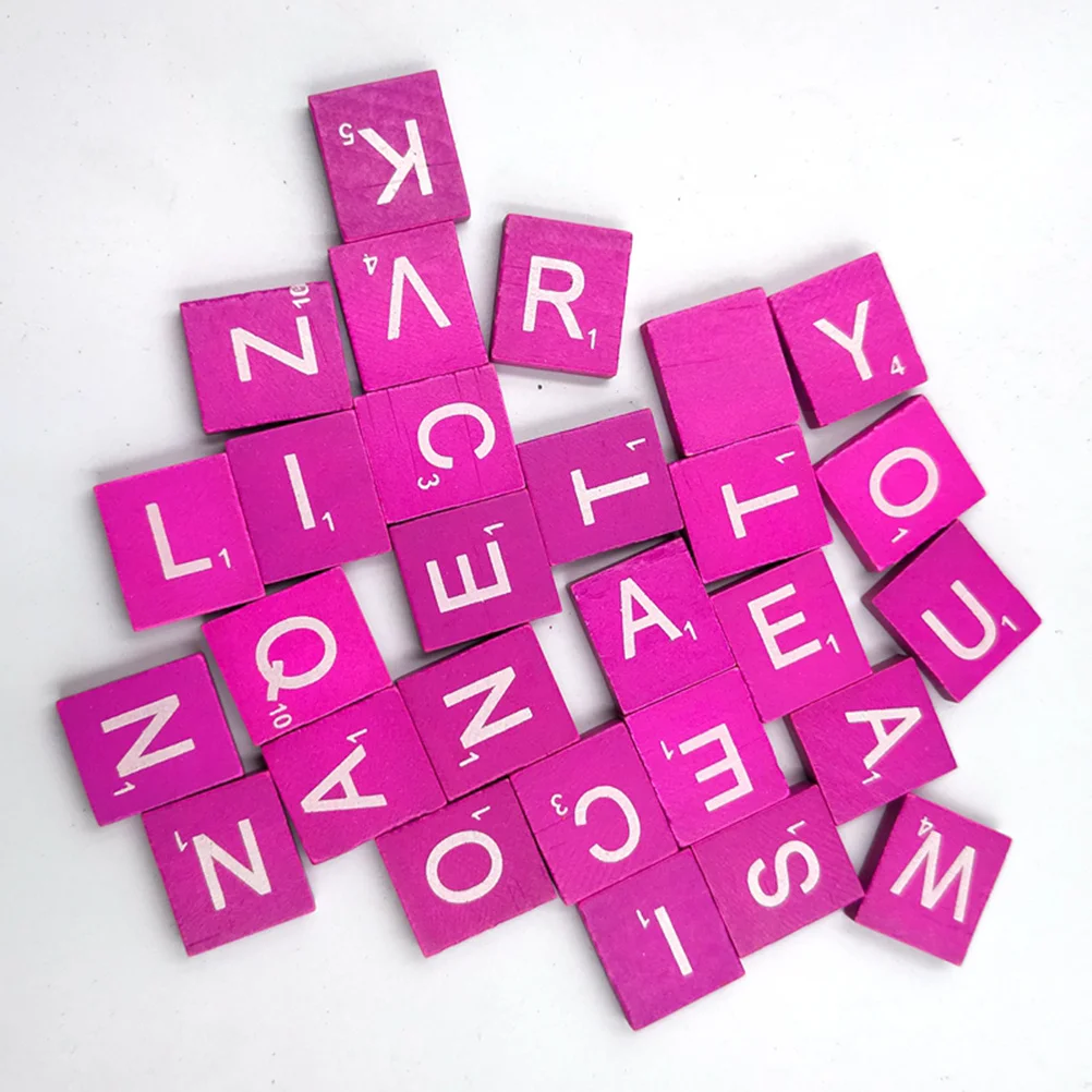 100pcs Alphabet Puzzle Wooden Cubes Natural Rosy Wood Diy Literacy Game Kids Learning Educational Craft Blocks Decor For