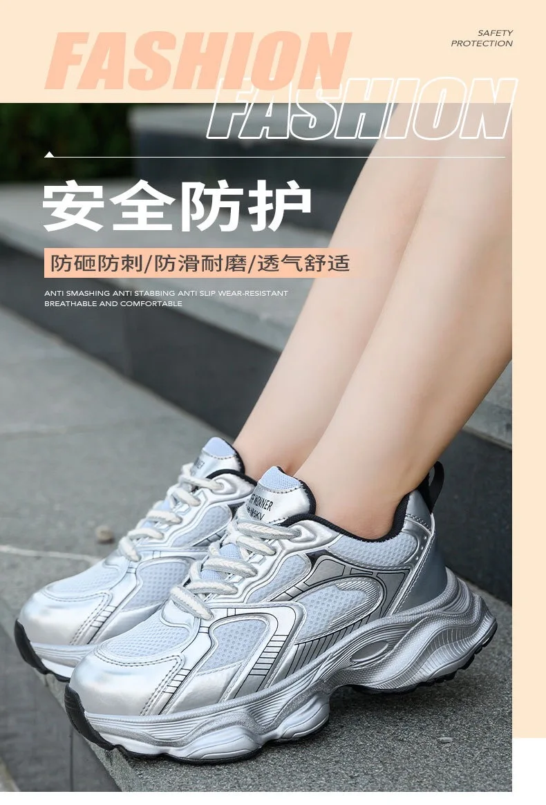 Women's four seasons models anti-smash shoes breathable lightweight plastic steel head safety shoes work protective shoes