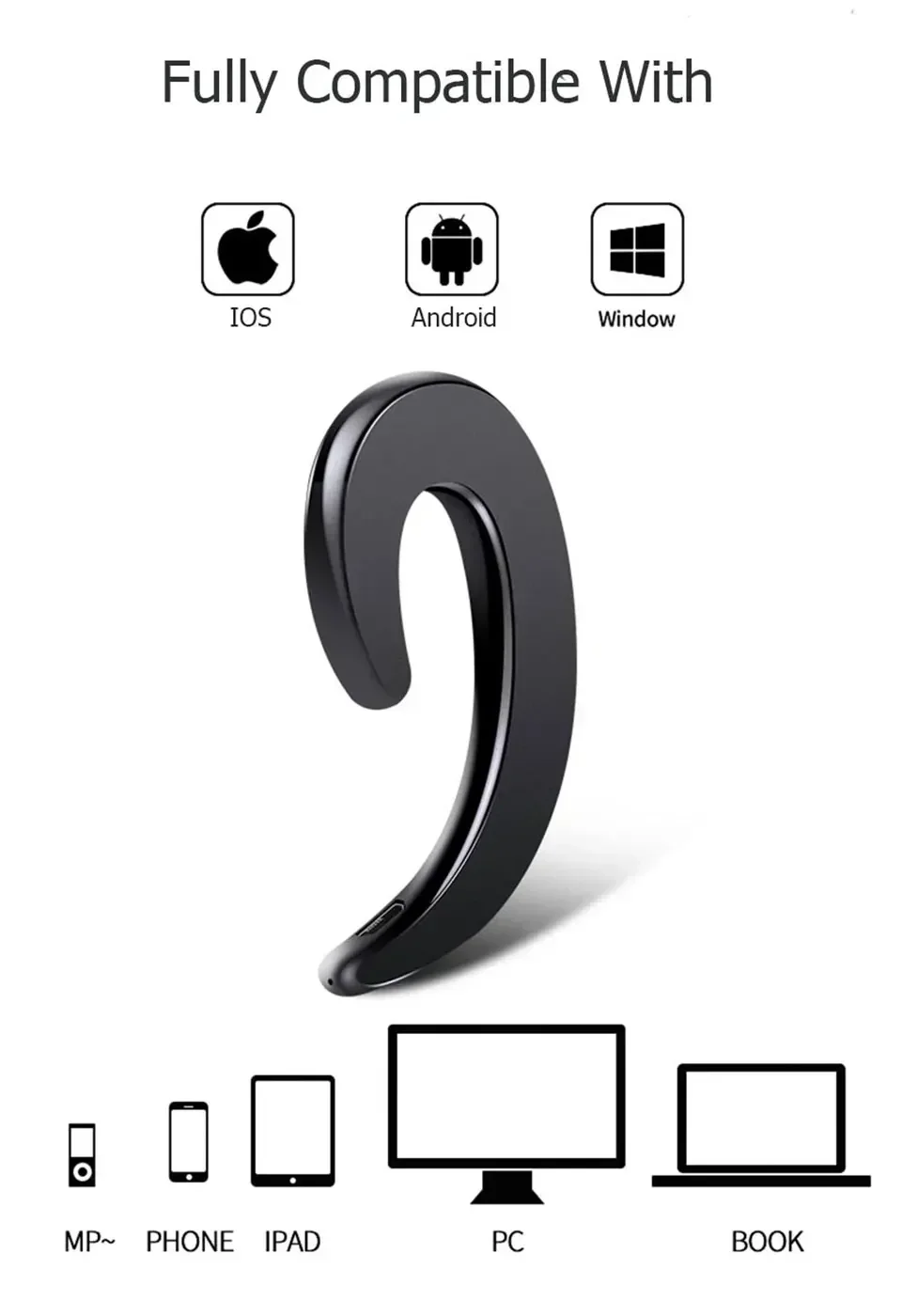 

with Mic Car Driver Earphone Noise Cancelling Headphones headset Y12 1Pc Wireless Bluetooth Bone Conduction Earhook