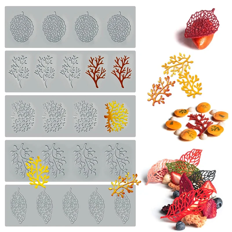Zuckerguss Zucker Handwerk Schokolade Chip Formen Blätter Spitze Matte Blatt Vene Spitze Kuchen Silikon Backformen Party Fondant Dekorieren Werkzeuge