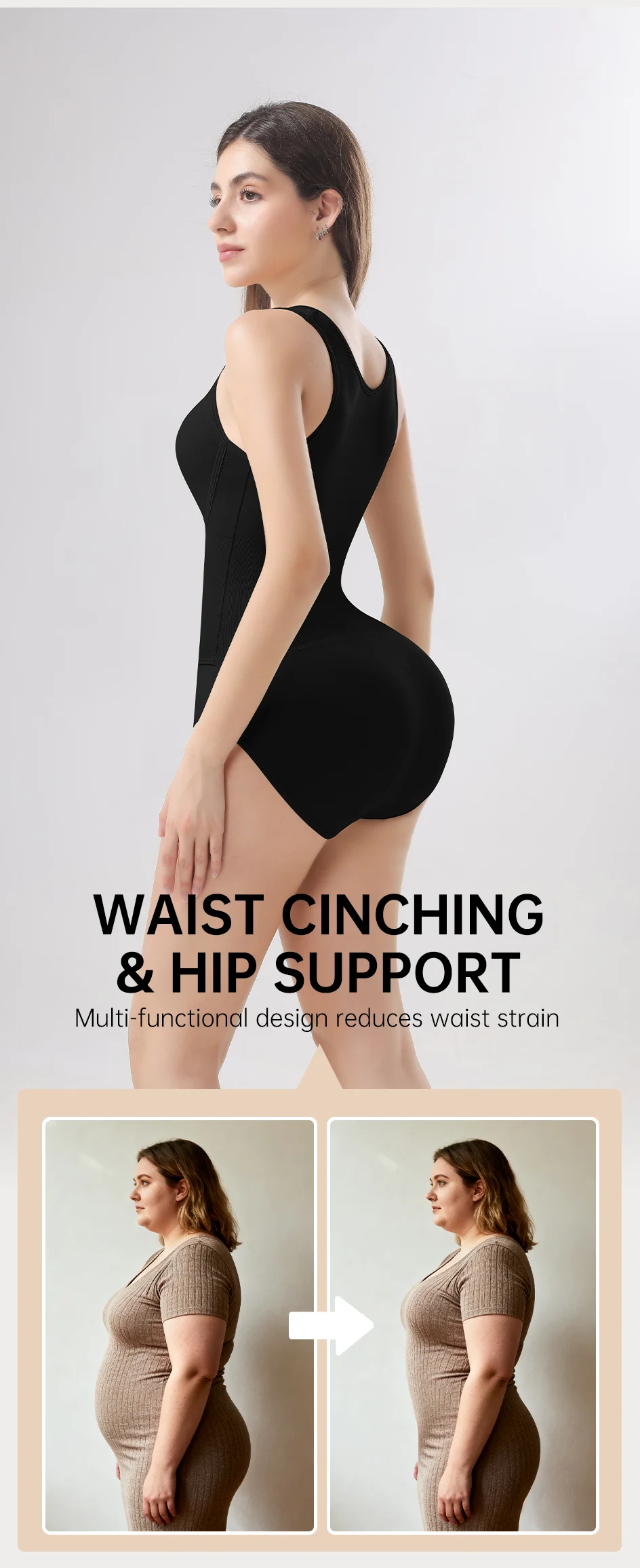 Faja Moldeadora de Cintura para Mujer con Control Abdominal Firme, Corsé Reductor con Cinturón de Ganchos para Moldear el Cuerpo