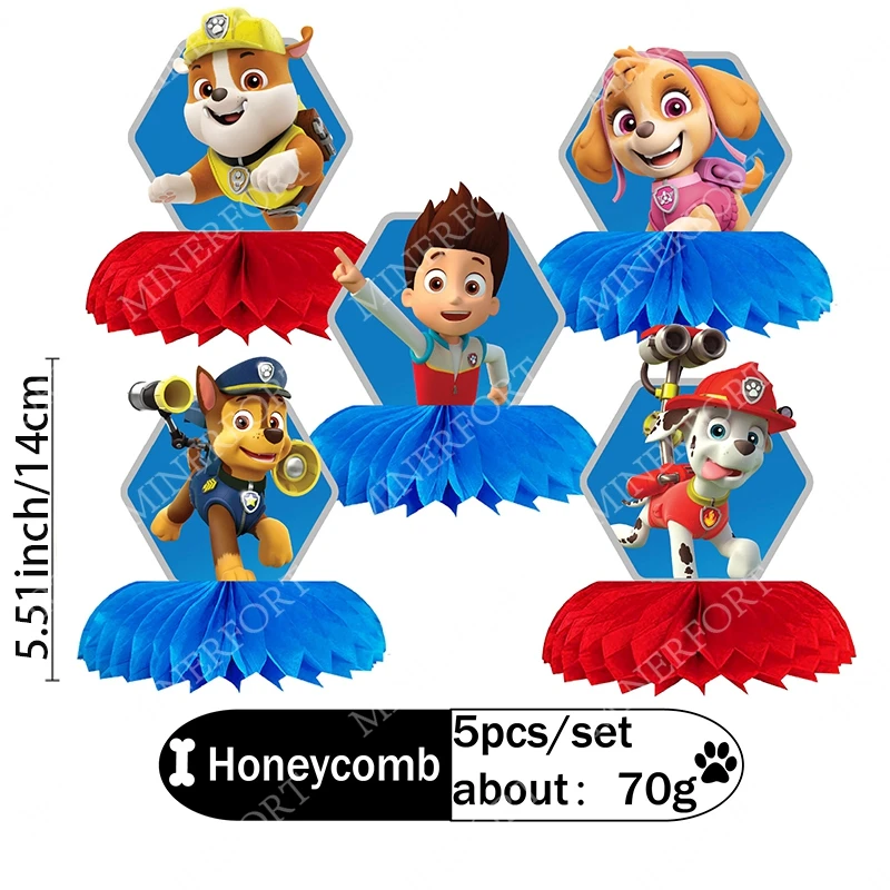 Paw Patrol Themed Honeycomb New Paper Cartoon Dog Chase Desktop Decoration Double Side Kids Supplies Gifts for Birthday Party - view 6