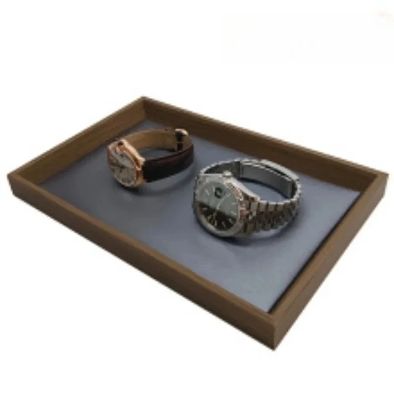 

1 шт. Поднос для демонстрации зерна орехового дерева, коробка для хранения ювелирных изделий с бархатом, поднос для хранения колец и часов