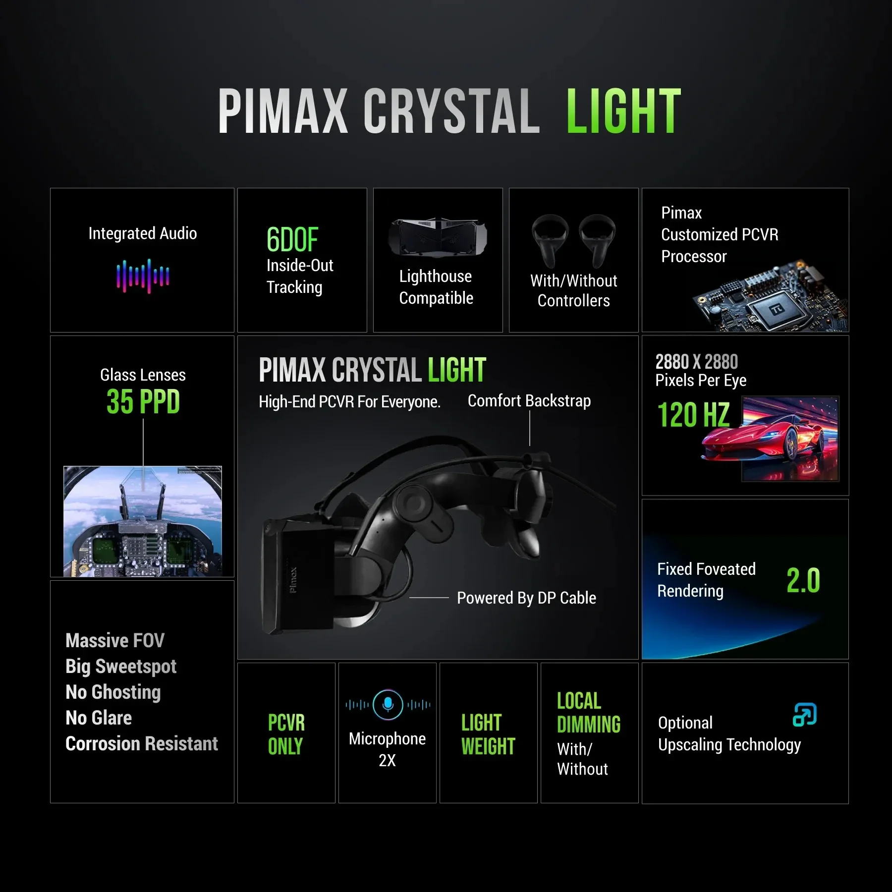 Pimax Crystal Light VR Headset Only PC Version 8K 35PPD Supper Clear Vison For Computer Steam VR