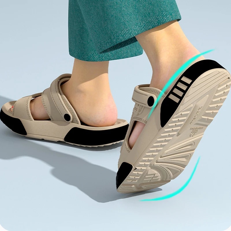 Men Summer EVA Platform Slides, Soft Non-Slip Sole, Indoor Outdoor Beach Slippers